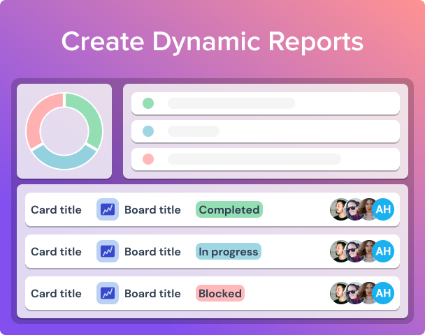 Screenshot of live dashboards and timelines auto-updating with current project status across multiple boards
